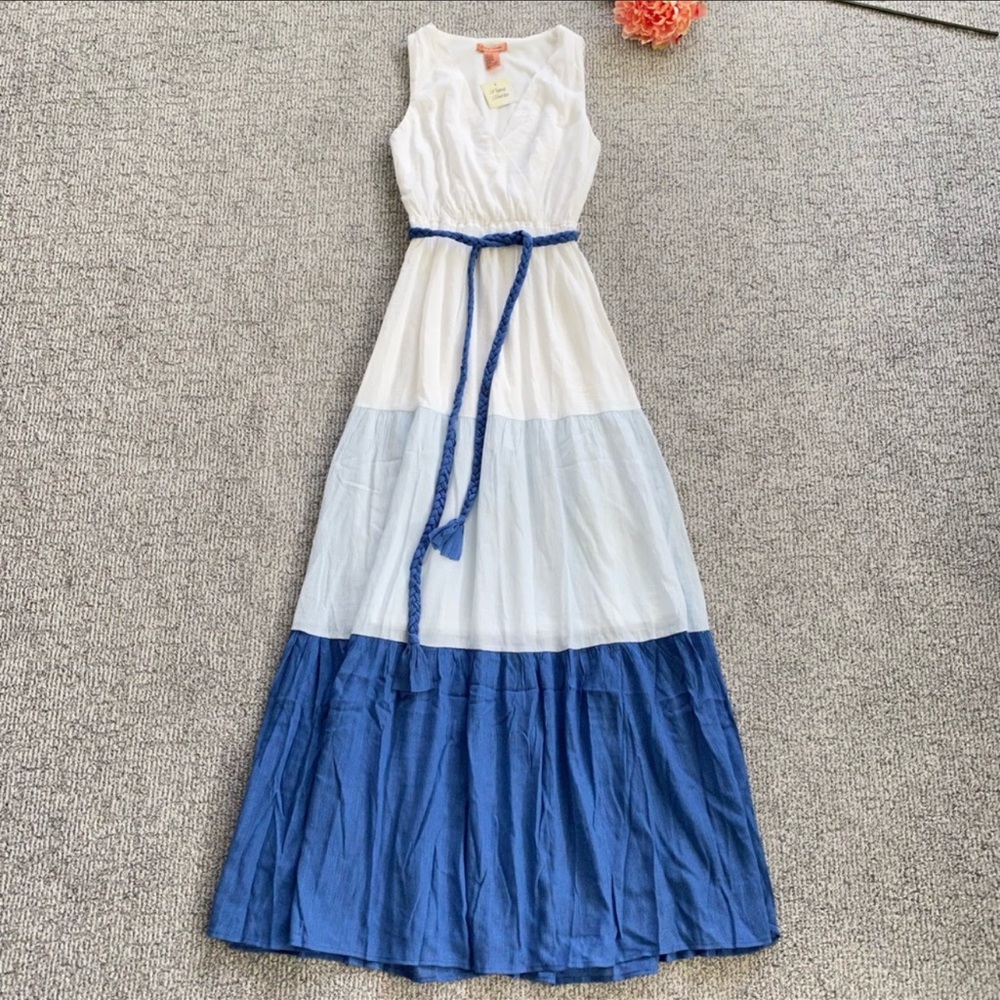 Flying tomato blue color block maxi dress